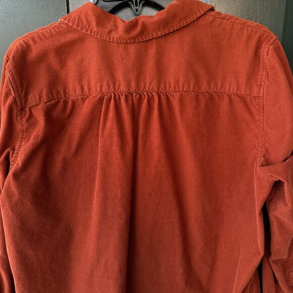 Lands’ End Women’s Corduroy Shirt L Rust Orange Fine Wale Fall Layering - Picture 4 of 8